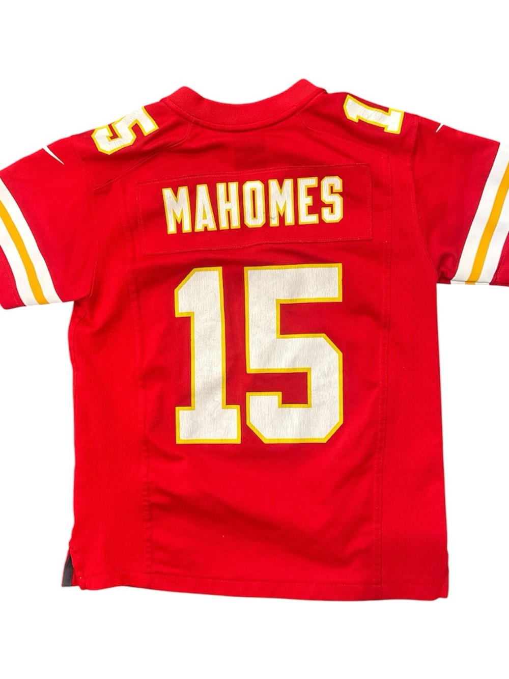 NFL Youth Red Mahomes #15 Football Jersey with White & Gold Accents